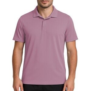 Reebok Men's Short Sleeve Performance Training Polo Shirt Wicking Pink Medium